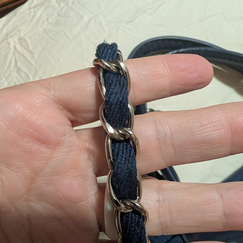 Chanel Navy Blue Tote with Chain Handles - Picture 3 of 5